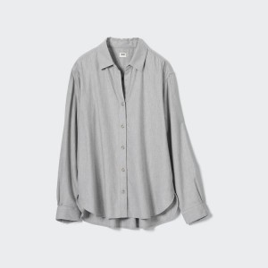 Camisas Uniqlo Soft Brushed Long Sleeved Mujer Gris | 10672-MRCQ