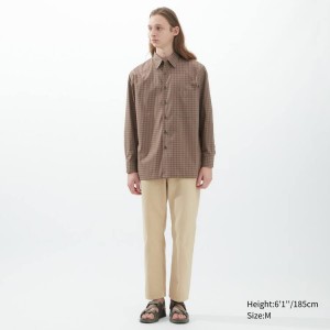 Camisas Uniqlo U Oversized Checked Casuales Hombre Gris | 72540-FBMN