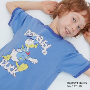 Camiseta Uniqlo Disney Beyond Time Ut Estampadas Niños Azules | 13062-SUKD