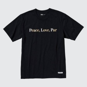 Camiseta Uniqlo Peace For All Ut Estampadas (Adam Scott) Mujer Negras | 60758-RHAS