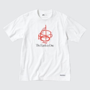 Camiseta Uniqlo Peace For All Ut Estampadas (Tadao Ando) Mujer Blancas | 09687-JQGE