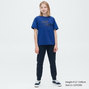 Camiseta Uniqlo Ultra Stretch Dry-ex Crew Neck Corta Sleeved Niños Azules | 54379-RHUX