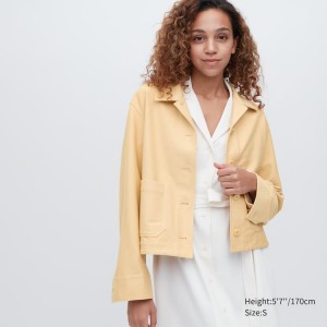 Chaquetas Uniqlo Jersey Relaxed Fit Mujer Amarillo | 76189-IBSJ