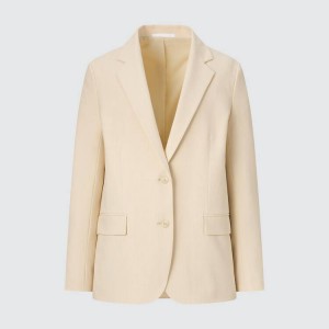 Chaquetas Uniqlo Relaxed Tailored Mujer Beige | 54681-KFOB