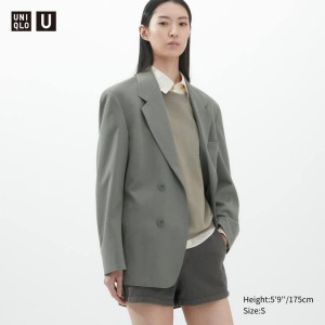 Chaquetas Uniqlo U Jersey Tailored Mujer Gris | 84210-MLGD