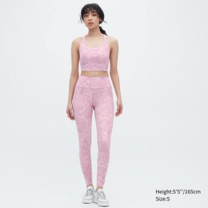 Leggins Uniqlo Airism Uv Protection Soft Printed (With Pockets) Mujer Rosas | 14389-RSHJ