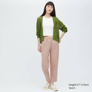 Pantalones Uniqlo Algodon Relaxed Fit Ankle Length Mujer Rosas | 03621-ESFD