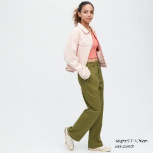 Pantalones Uniqlo Anchos Leg Baker Mujer Verde Oliva | 25916-RVKN