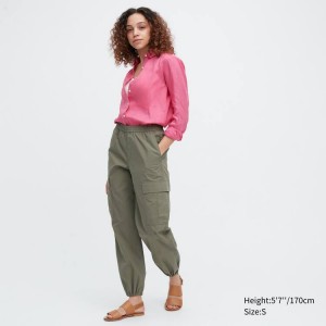 Pantalones Uniqlo Easy Anchos Fit Cargo Mujer Verde Oliva | 03419-TYBP