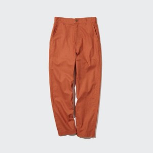 Pantalones Uniqlo Linen Algodon Blend Tapered Mujer Naranjas | 48391-RDGZ