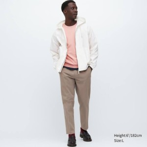 Pantalones Uniqlo Smart Algodon Ankle Length Hombre Beige | 90218-UDJP