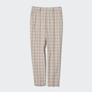 Pantalones Uniqlo Smart Checked Ankle Length Mujer Beige | 60123-ULAX