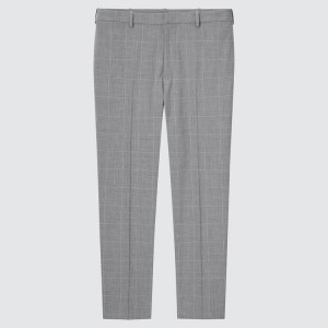 Pantalones Uniqlo Smart Comodidad Glen Checked Ankle Length (Long) Hombre Gris | 31890-RQDW