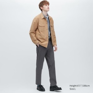Pantalones Uniqlo Smart Lana-like Ankle Length (Long) Hombre Gris | 72310-ZMCE