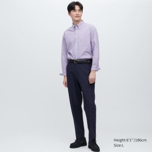 Pantalones Uniqlo Smart Patterned Ankle Length (Long) Hombre Azul Marino | 08475-PATH