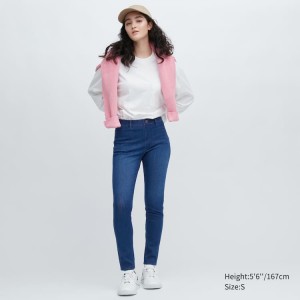 Pantalones Uniqlo Ultra Stretch Denim Mujer Azules | 72054-LUGW