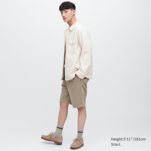 Short Uniqlo Chino Hombre Kaki | 64217-BTHR