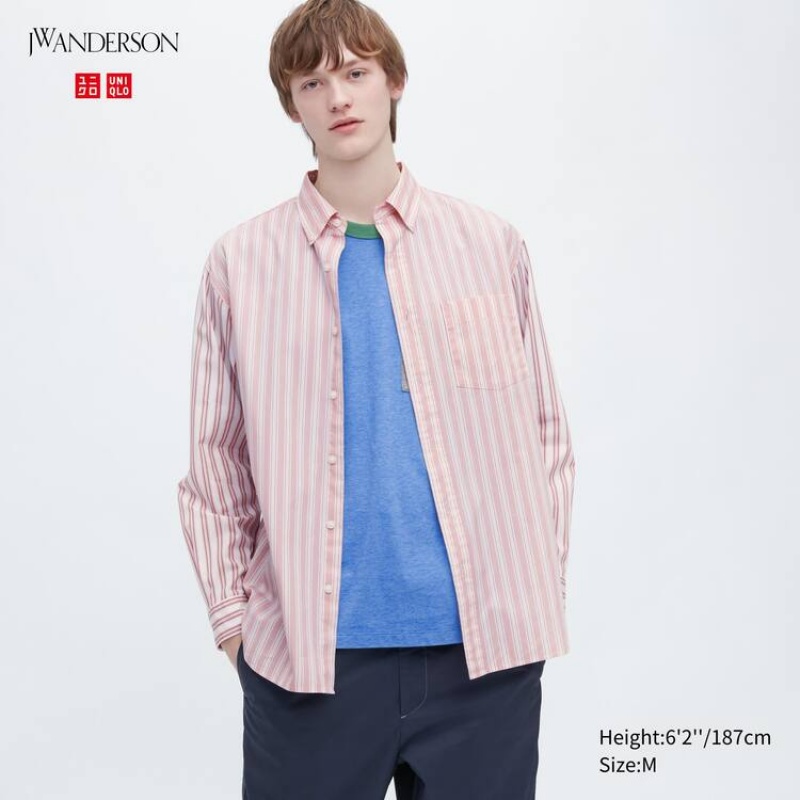 Camisas Uniqlo Jw Anderson Oversized Hombre Rosas | 24607-MGVP