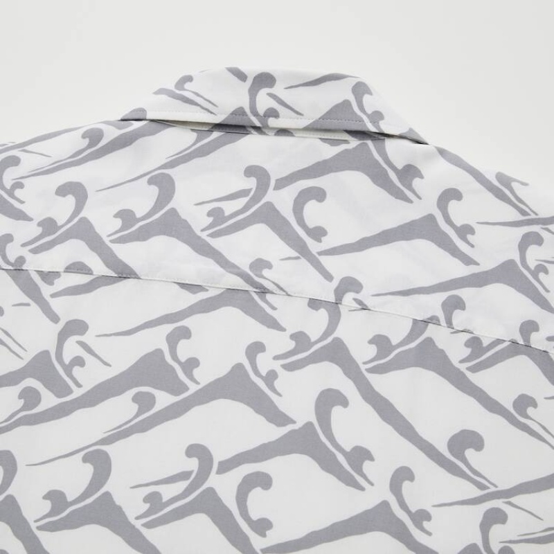 Camisas Uniqlo Unsodo Printed Corta Sleeved (Open Collar) Hombre Blancas | 06582-XGSF
