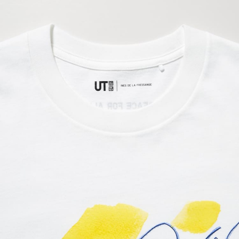 Camiseta Uniqlo Peace For All Ut Estampadas (Ines De La Fressange) Hombre Blancas | 97805-CAEY