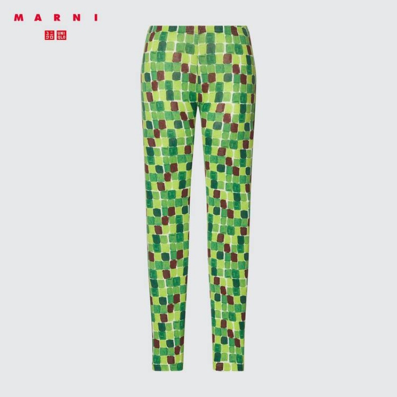 Leggins Uniqlo Marni Heattech Printed Thermal Mujer Verde | 29710-GLCS