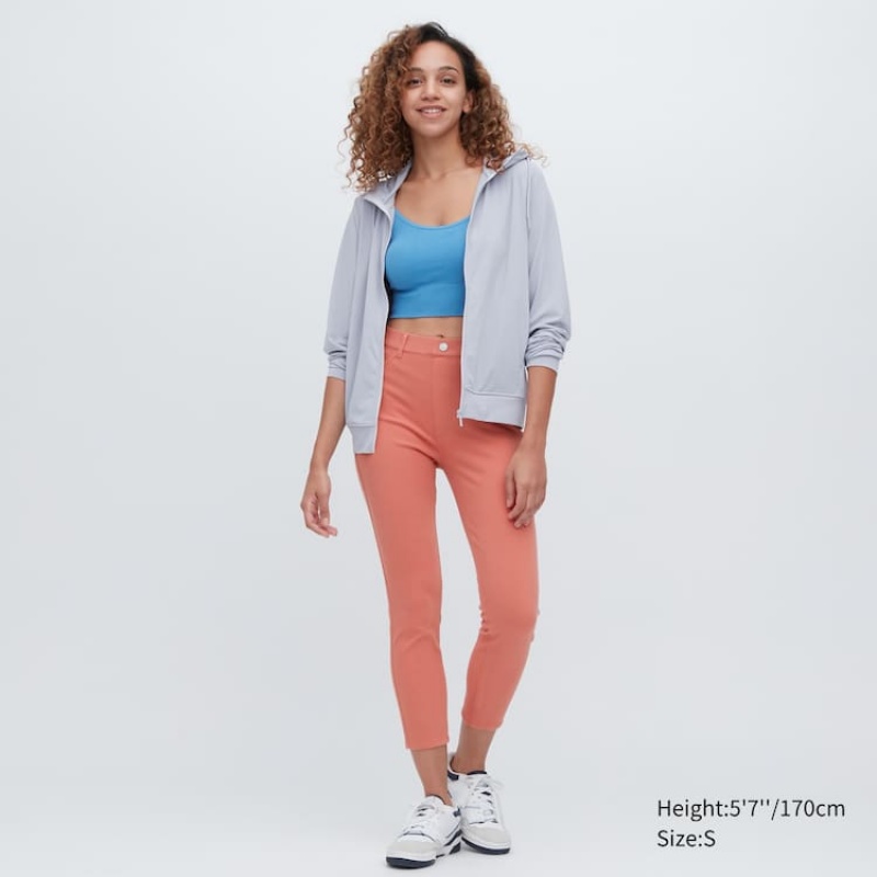 Leggins Uniqlo Ultra Stretch High Rise Cropped Mujer Rosas | 46130-BAYX