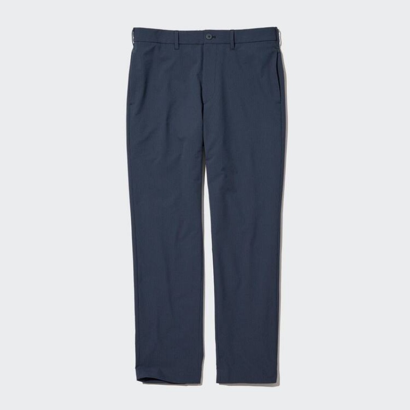 Pantalones Uniqlo Airsense Ultra Light Seersucker Relaxed Fit Hombre Azules | 34098-ZEIV