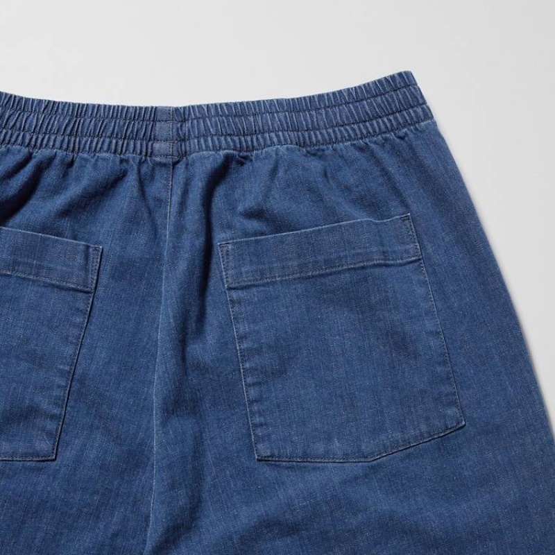 Pantalones Uniqlo Algodon Denim Relaxed Fit Ankle Length Hombre Azules | 37601-GXAF