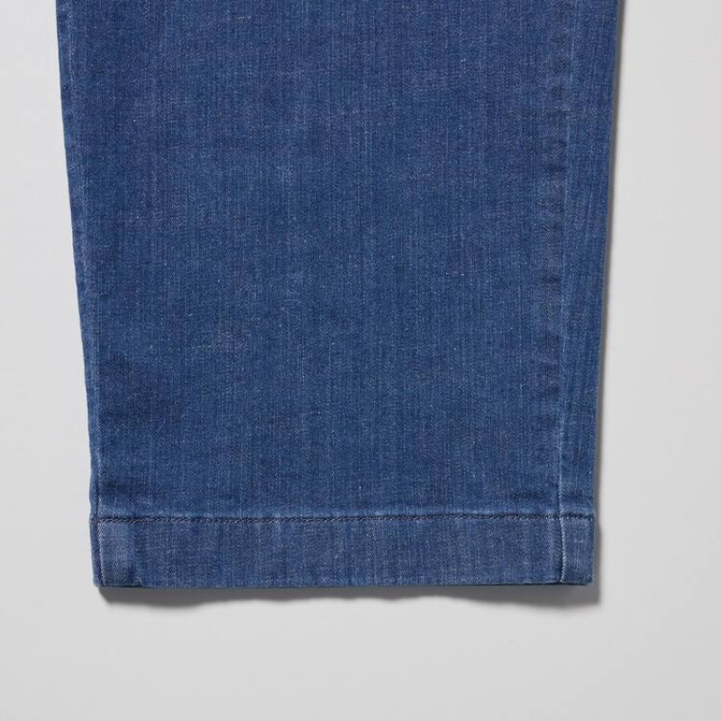 Pantalones Uniqlo Algodon Denim Relaxed Fit Ankle Length Hombre Azules | 37601-GXAF