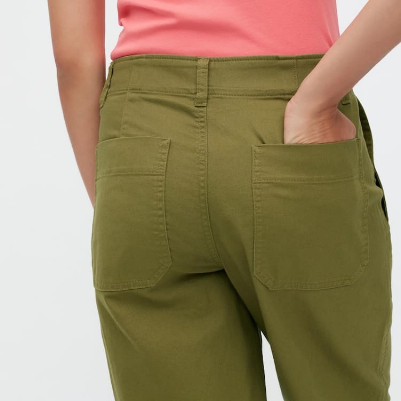 Pantalones Uniqlo Anchos Leg Baker Mujer Verde Oliva | 25916-RVKN