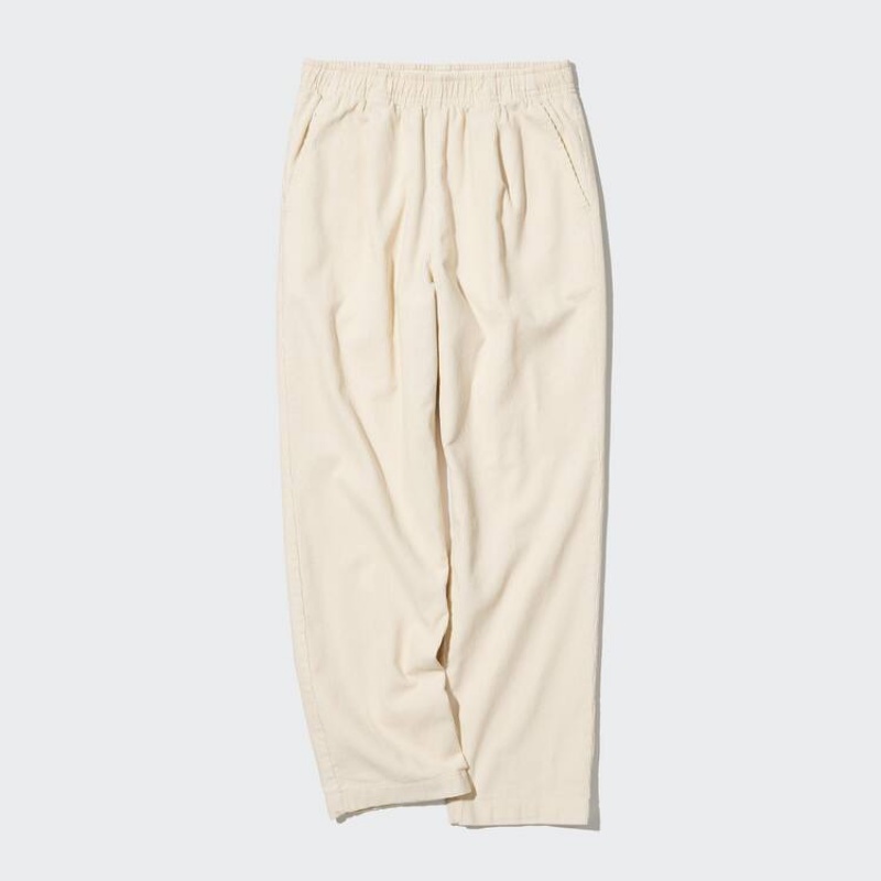 Pantalones Uniqlo Corduroy Relaxed Fit Ankle Length Mujer Beige | 41039-DYQK