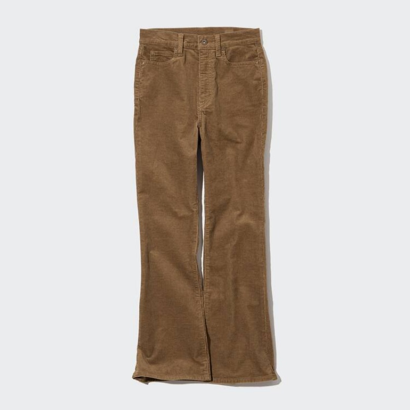 Pantalones Uniqlo Corduroy Slim Flared Mujer Marrones | 39075-XPRI