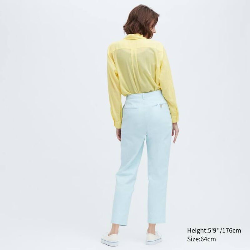 Pantalones Uniqlo Ines De La Fressange Algodon Chino Mujer Azules | 81036-AZRN