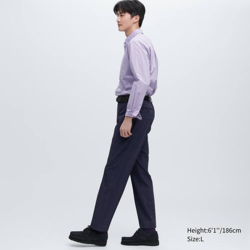 Pantalones Uniqlo Smart Patterned Ankle Length (Long) Hombre Azul Marino | 08475-PATH