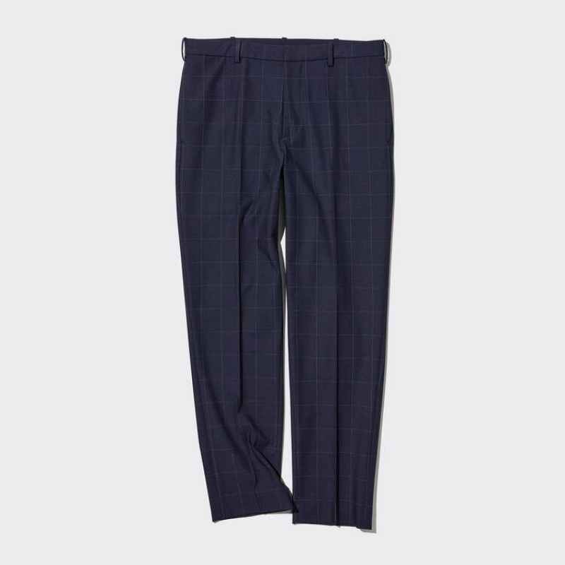 Pantalones Uniqlo Smart Patterned Ankle Length (Long) Hombre Azul Marino | 08475-PATH