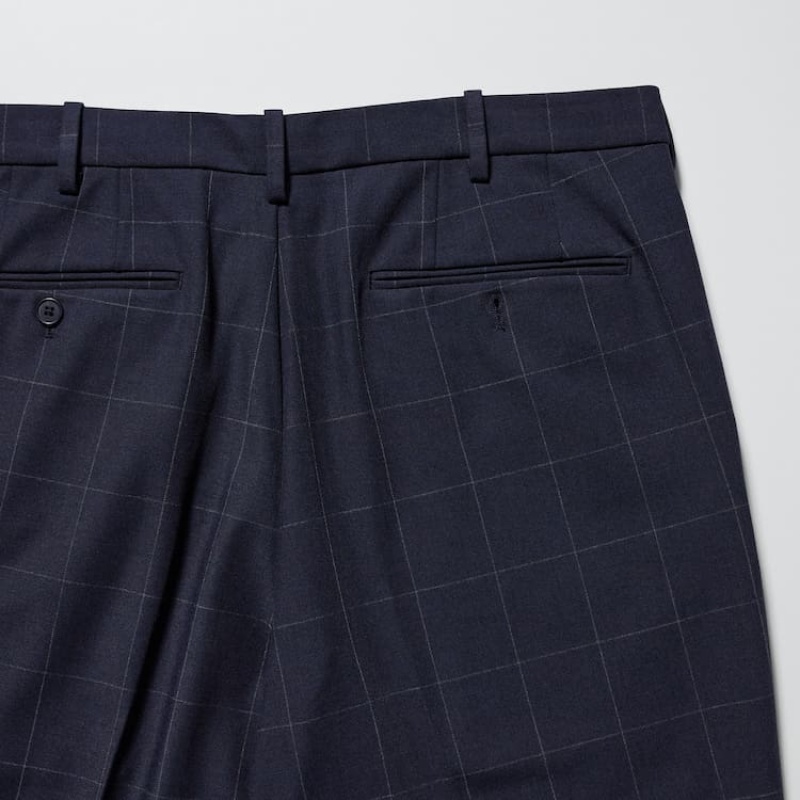 Pantalones Uniqlo Smart Patterned Ankle Length (Long) Hombre Azul Marino | 08475-PATH