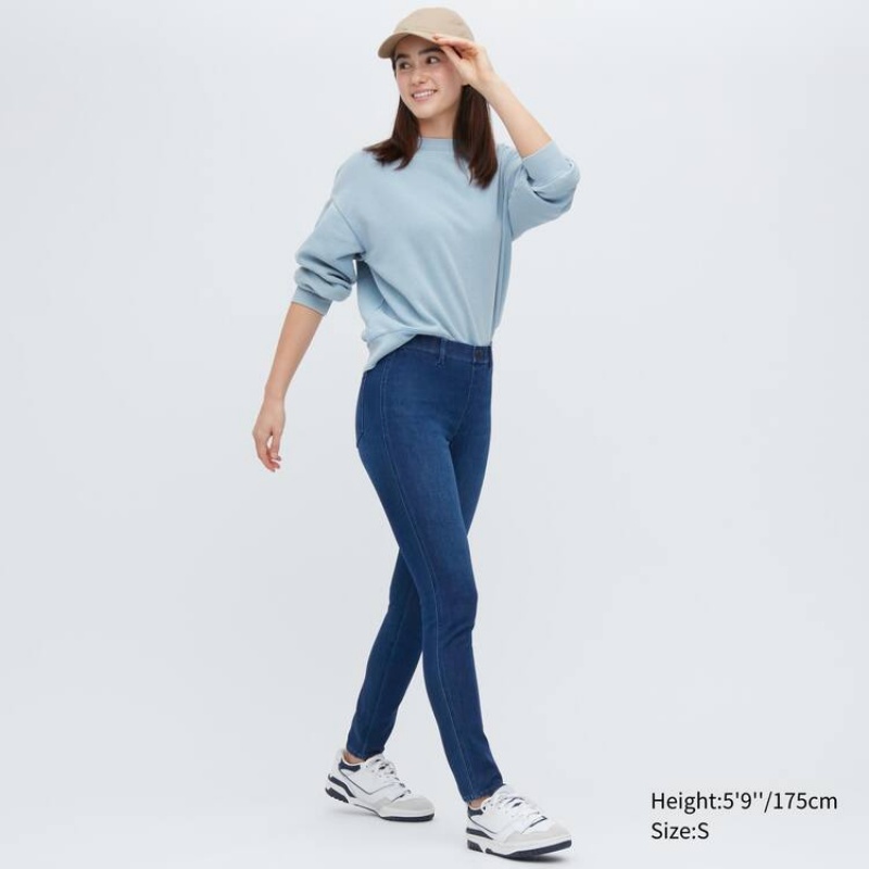 Pantalones Uniqlo Ultra Stretch Denim (Long) Mujer Azules | 56291-UNFK