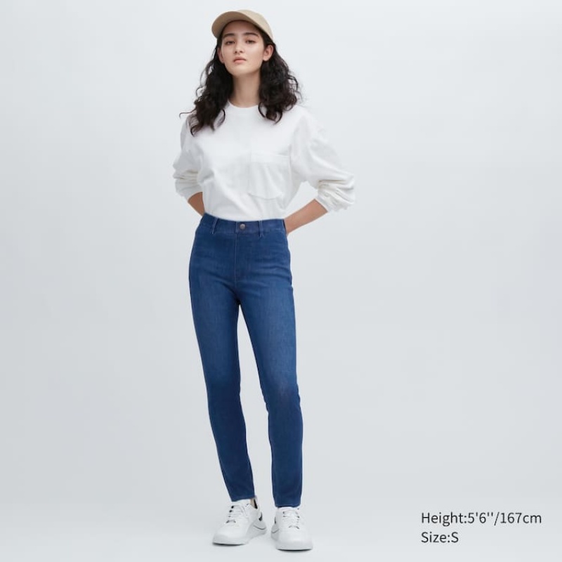 Pantalones Uniqlo Ultra Stretch Denim Mujer Azules | 72054-LUGW