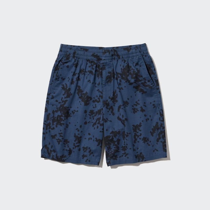 Short Uniqlo Dry Stretch Leaf Print Easy Hombre Azules | 92184-TRAD