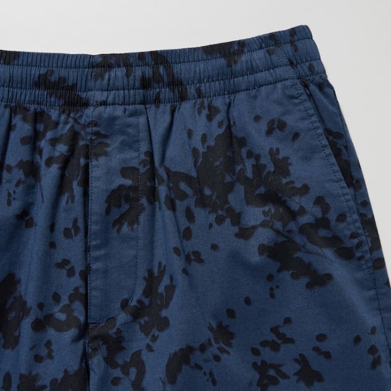 Short Uniqlo Dry Stretch Leaf Print Easy Hombre Azules | 92184-TRAD