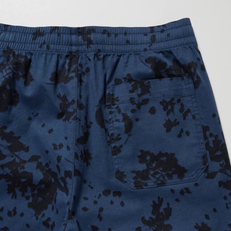 Short Uniqlo Dry Stretch Leaf Print Easy Hombre Azules | 92184-TRAD