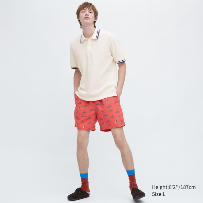 Short Uniqlo Jw Anderson Rowing Print Active Utility Hombre Rojas | 40598-NBMR