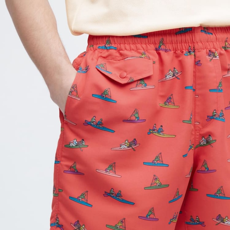 Short Uniqlo Jw Anderson Rowing Print Active Utility Hombre Rojas | 40598-NBMR