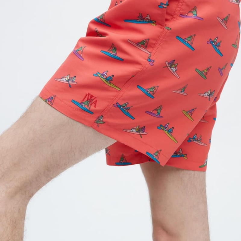 Short Uniqlo Jw Anderson Rowing Print Active Utility Hombre Rojas | 40598-NBMR