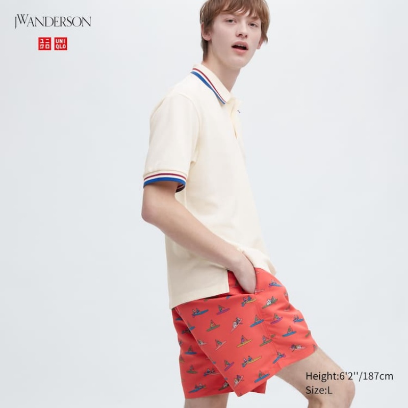 Short Uniqlo Jw Anderson Rowing Print Active Utility Hombre Rojas | 40598-NBMR